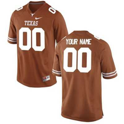 Men%27s Texas Longhorns Customized Replica Football 2015 Orange Jersey
